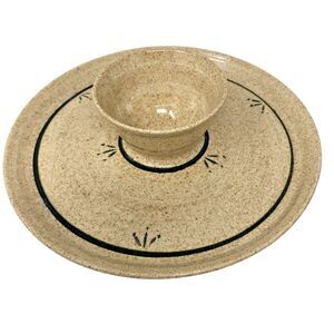 Studio Art Pottery Chip & Dip Rustic 9" Charcuterie Tray Artist Signed